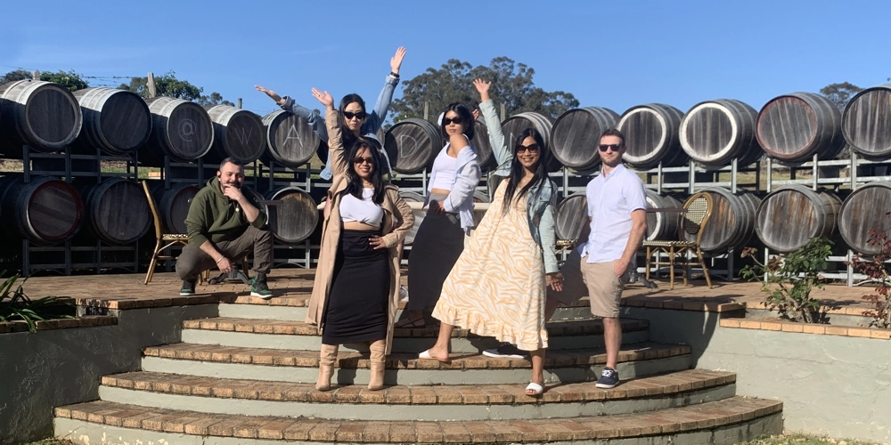 Hunter Valley Wine Tours 2 A small group of friends enjoy a Hunter Valley wine tour, celebrating at Wandin Estate Lovedale